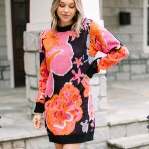 Brand new Black Floral Sweater Dress Size M